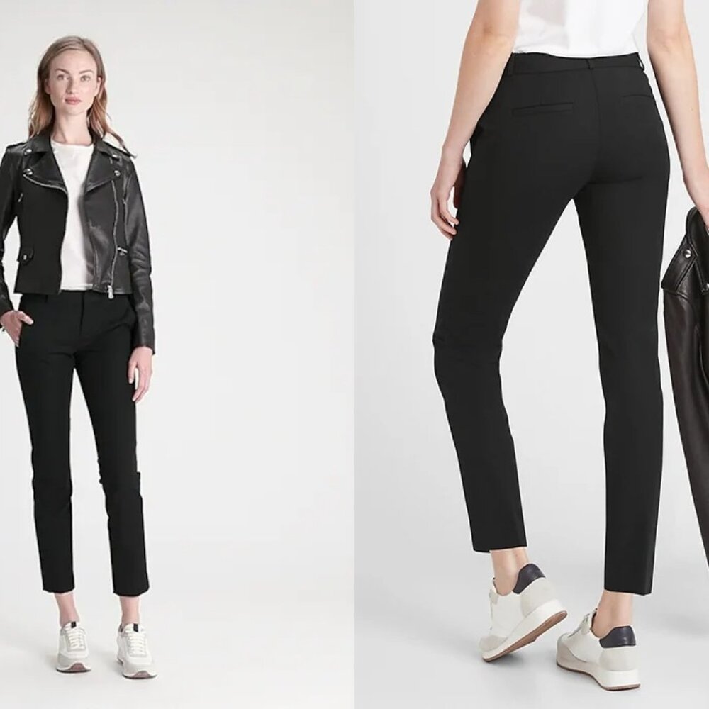 BANANA REPUBLIC ryan straight fit washable bi-stretch pants in black (sz4)